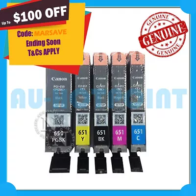 Genuine Canon PGI650/CLI651 5x INK SET->MG7560/MG5660/MG6460/MG6660/MG7160 VP • $44.20